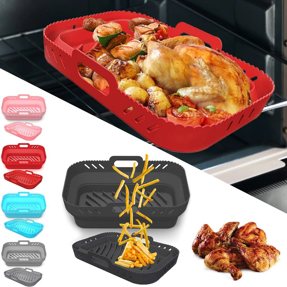 Silicone Kitchen Cooking Grill Pot Tray Air Fryer Basket Replacement Ninja Baking Dishes
