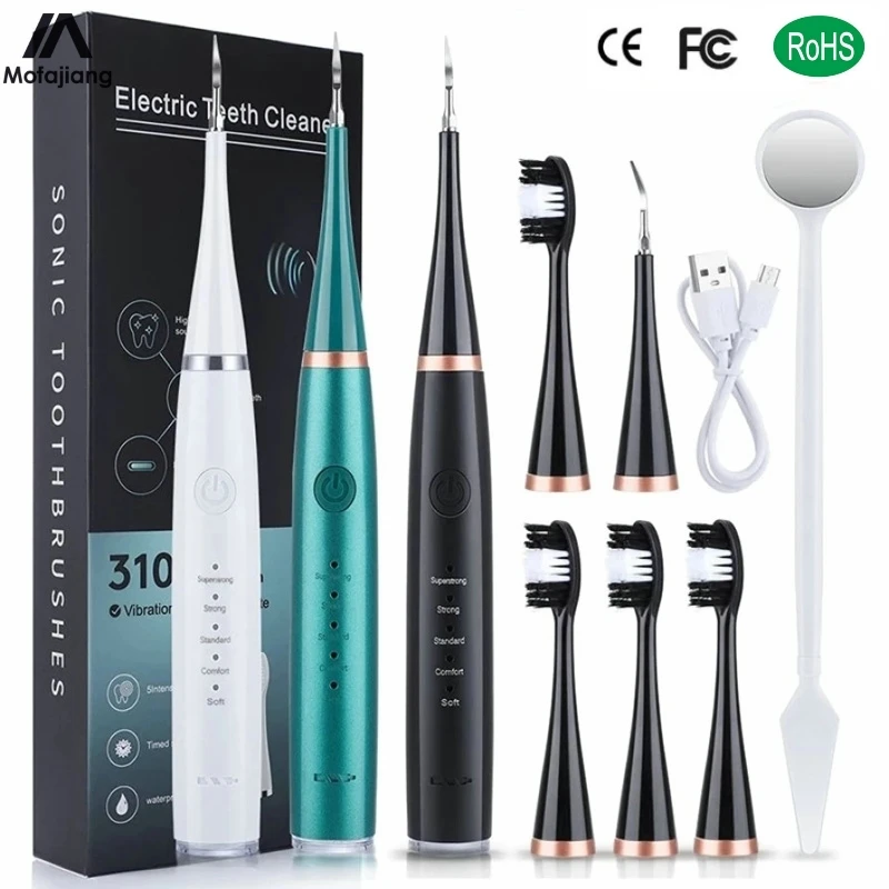 Sonic Electric Dental Calculus Remover Tartaro Placca Macchie Cleaner Spazzolino Da Denti Kit Sbiancante Igiene Orale Cura