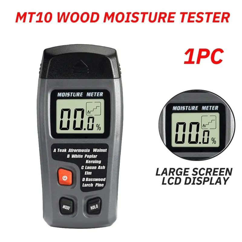 MT10 Hygrometer Accurate Large LCD Display Wood Moisture Tester Digital Wall Moisture Detector Wood Meter wood moisture meter 1PC