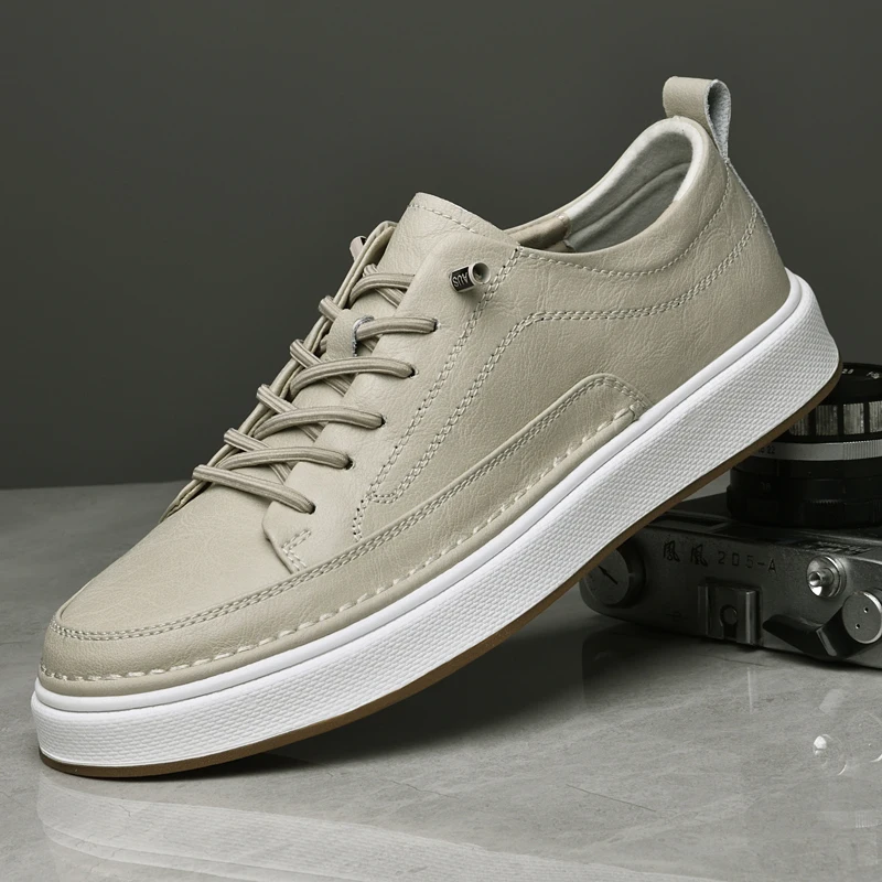 New Walking Men's Genuine Leather Casual Shoes Men Luxury Flats Soft Sneakers Fashion Designer All-Match Skateboard Shoe_vogvips.com