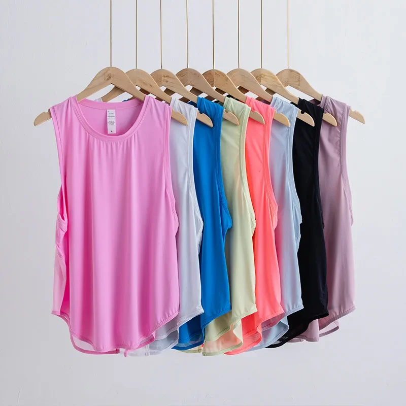 

Женский топ для йоги LL, майка для бега, короткое платье для йоги, Спортивная дышащая футболка без рукавов, сетчатая повседневная одежда