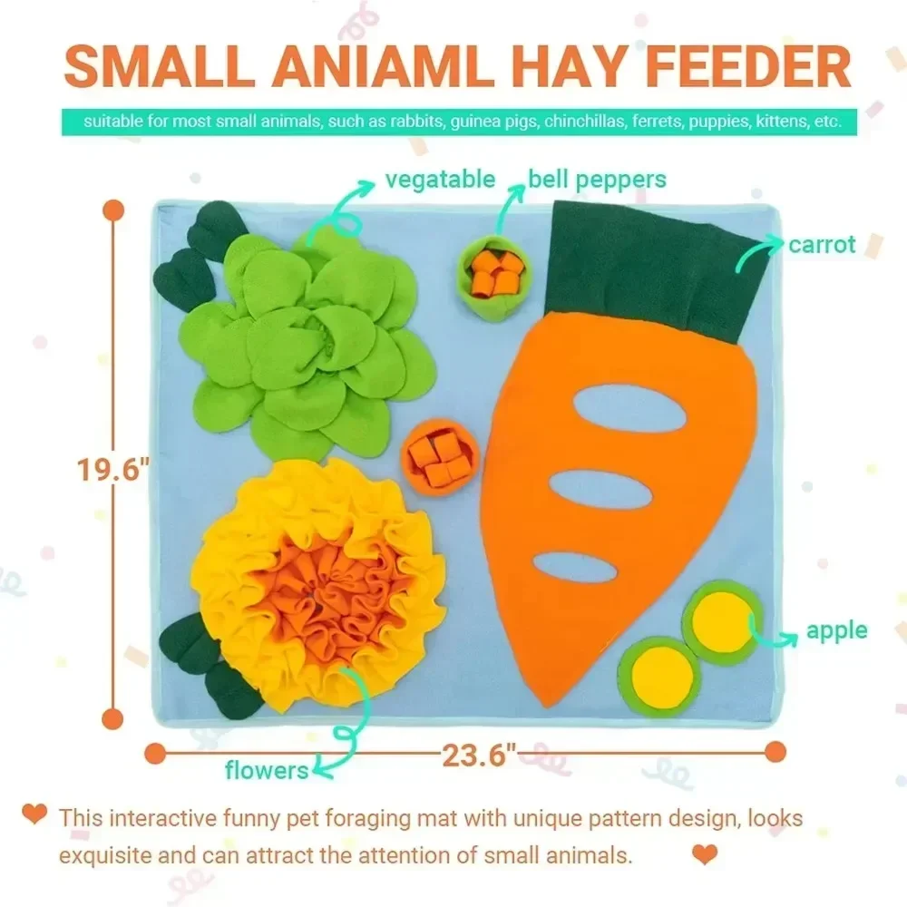 Pet Snuffle Mat Foraging Toy for Bunny Rabbit Guinea Pig Hamster Ferrets Hay Feeder Interactive Dog Feeding Mat Treat Dispenser pet food feeder rabbit hay feeder hay bag
