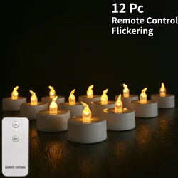 Flameless Flickering LED Tea Light Candles - Battery-Powered Home Decor (B 12Pc Remote)