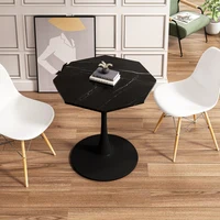 Modern Octagonal Coffee Table Black Marble Print Metal Base Living Room Dining Room Kitchen 31.5 Inch Home Furniture End Tables 1