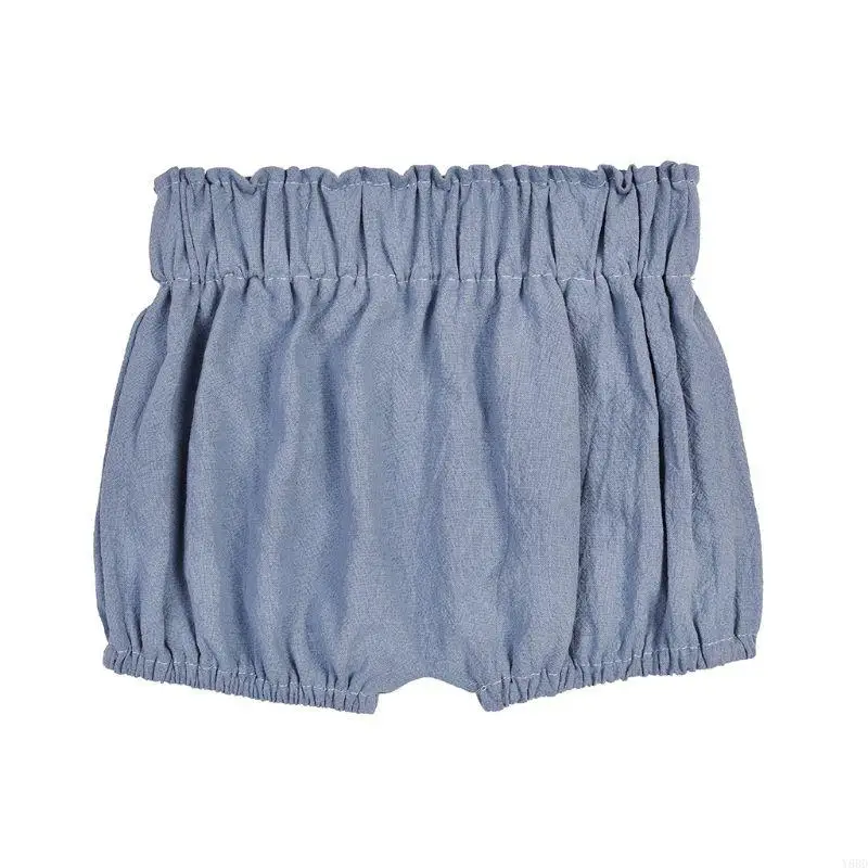 Y88D Summer Baby Boys Girls Shorts Bloomers with 5 Colours with Elastic WaistbandEasy Dressing Blue Gray Pink Turmeric