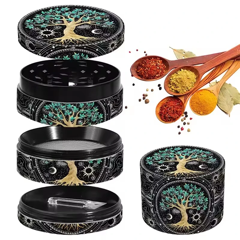 Premium 4-Layer Zinc Alloy Herb Grinder with Sharp Diamond Teeth
