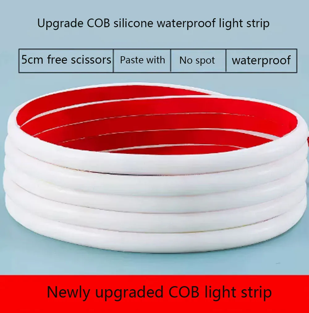 

COB Светодиодная лента высокой плотности, гибкая 3000K 4000K 6000K IP67 водонепроницаемая светодиодная лента DC 24V
