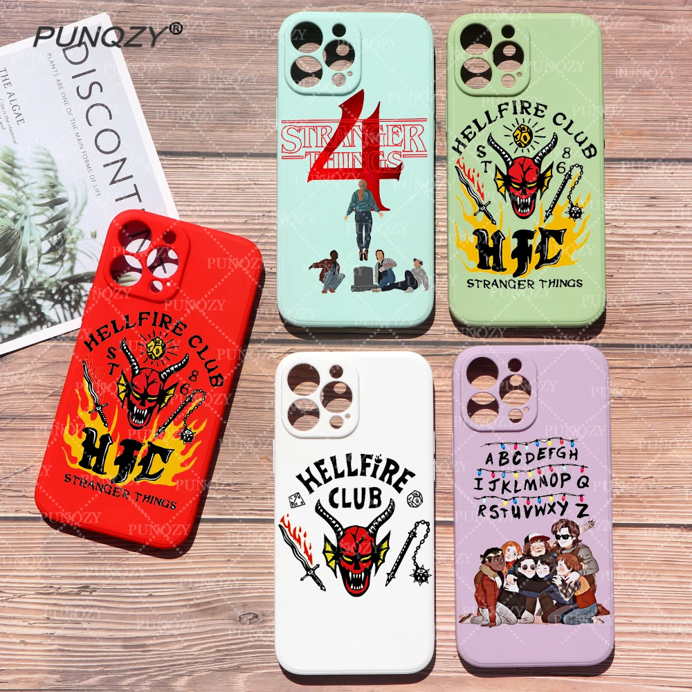 PUNQZY Stranger Things Soft TPU Coque Shell Phone Case For Iphone 11 12Mini 13 PRO MAX 7 8 6 X XS XR Hot TV All Inclusive Cover case for iphone 13 pro max