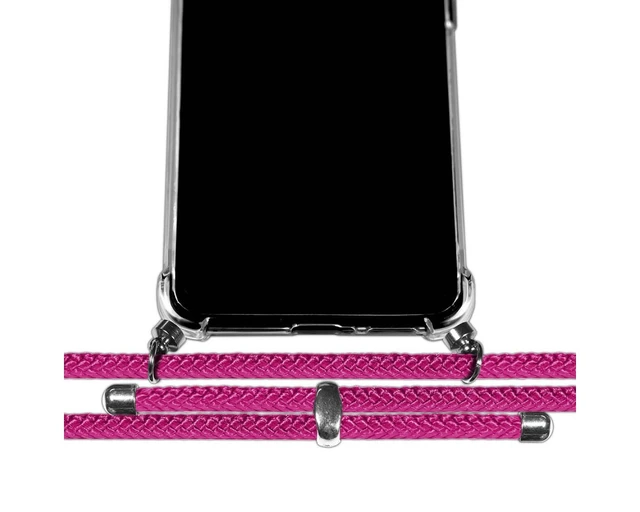 For Oppo A78 5G With Pink Cord Fuchsia Clear Pendant Case