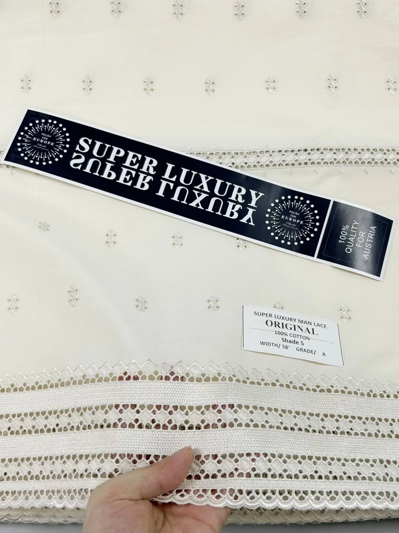 

5 Yards Best Quality Embroidered African Polish Lace Original Austria Cotton 100% Ceremony Couple Voile Fabric Pure Color Cloth