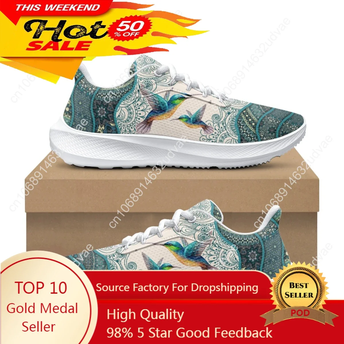 

Bohemia Style Hummingbird Running Shoes Women's Lightweight Outdoor Platform Sneakers Comfortable Sport Tennis 2023