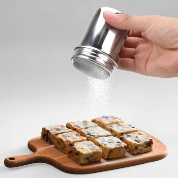 향신료 병 항아리 용기 소금 후추 커민 파우더 박스 조미료 상자, 메쉬 먼지털이 스테인레스 스틸 주방 도구, 200ml 상품 이미지