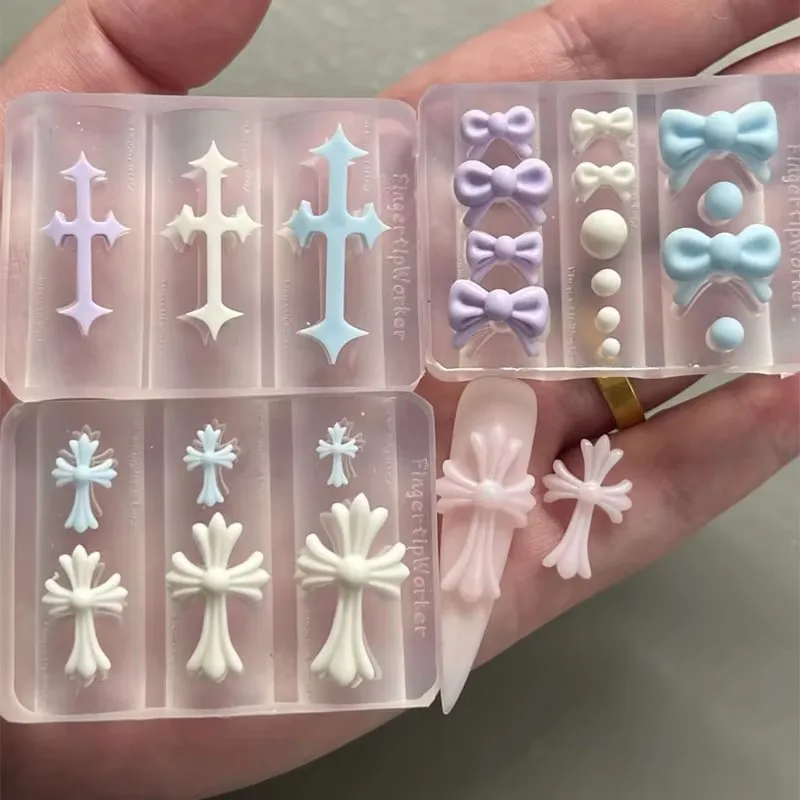홀리 라이트 크로스 고딕 알파벳 네일 아트 스탬핑 조각 3D 아크릴 몰드 네일 아트 데코레이션 DIY 실리콘 템플릿 네일 몰드