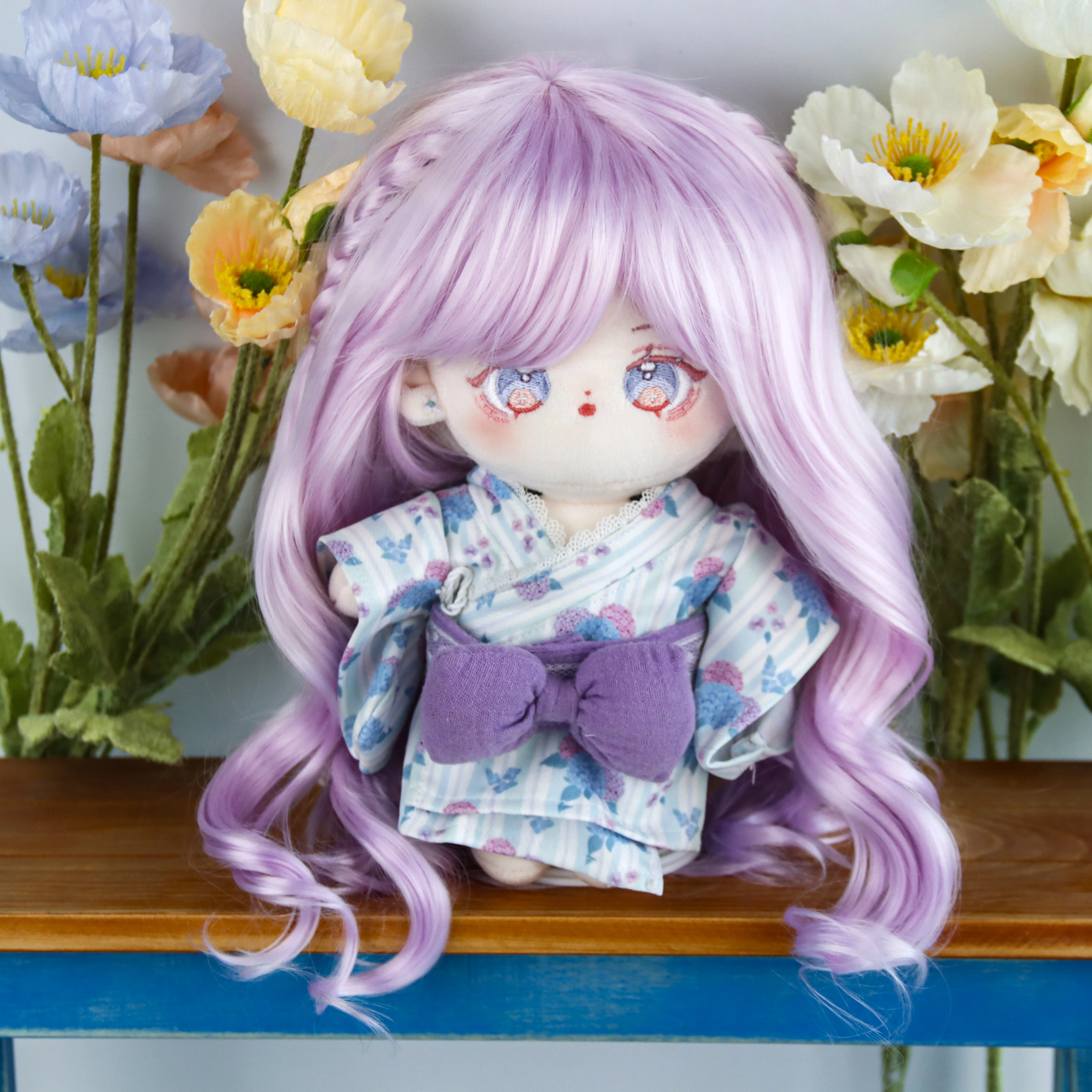 Doll wig long hair wave Purple gradient high temperature wire suitable for dolls with head circumference 36-38cm