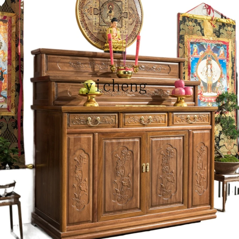 

Yy Three-Layer Buddha Niche Altar Buddha Shrine Household Solid Wood Fragrance a Long Narrow Table Altar