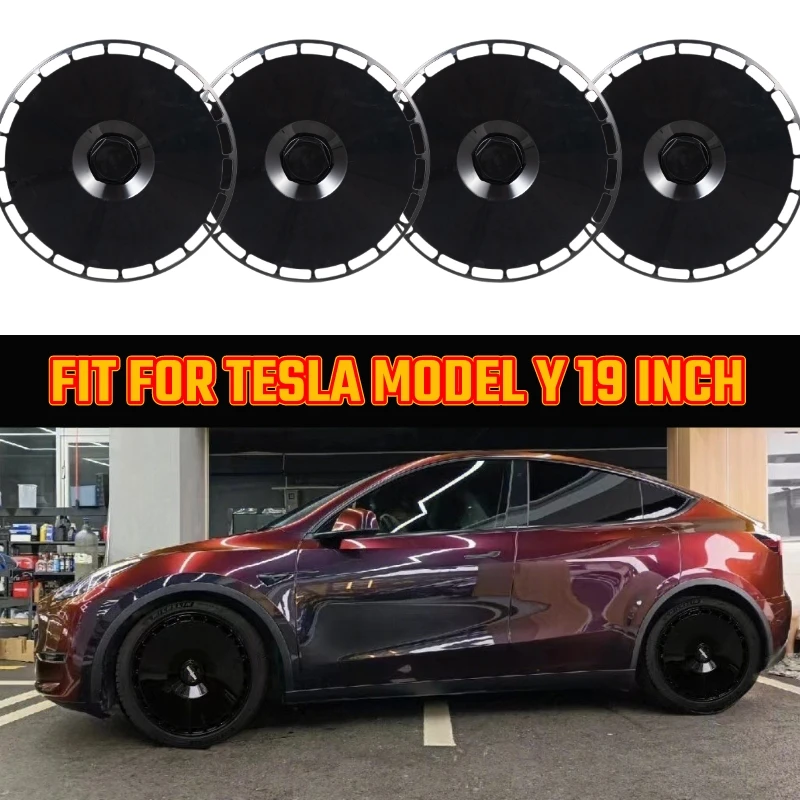 4pcs For Tesla Model Y 19 Inch Hubcap Performance Wheel Caps Automobile
