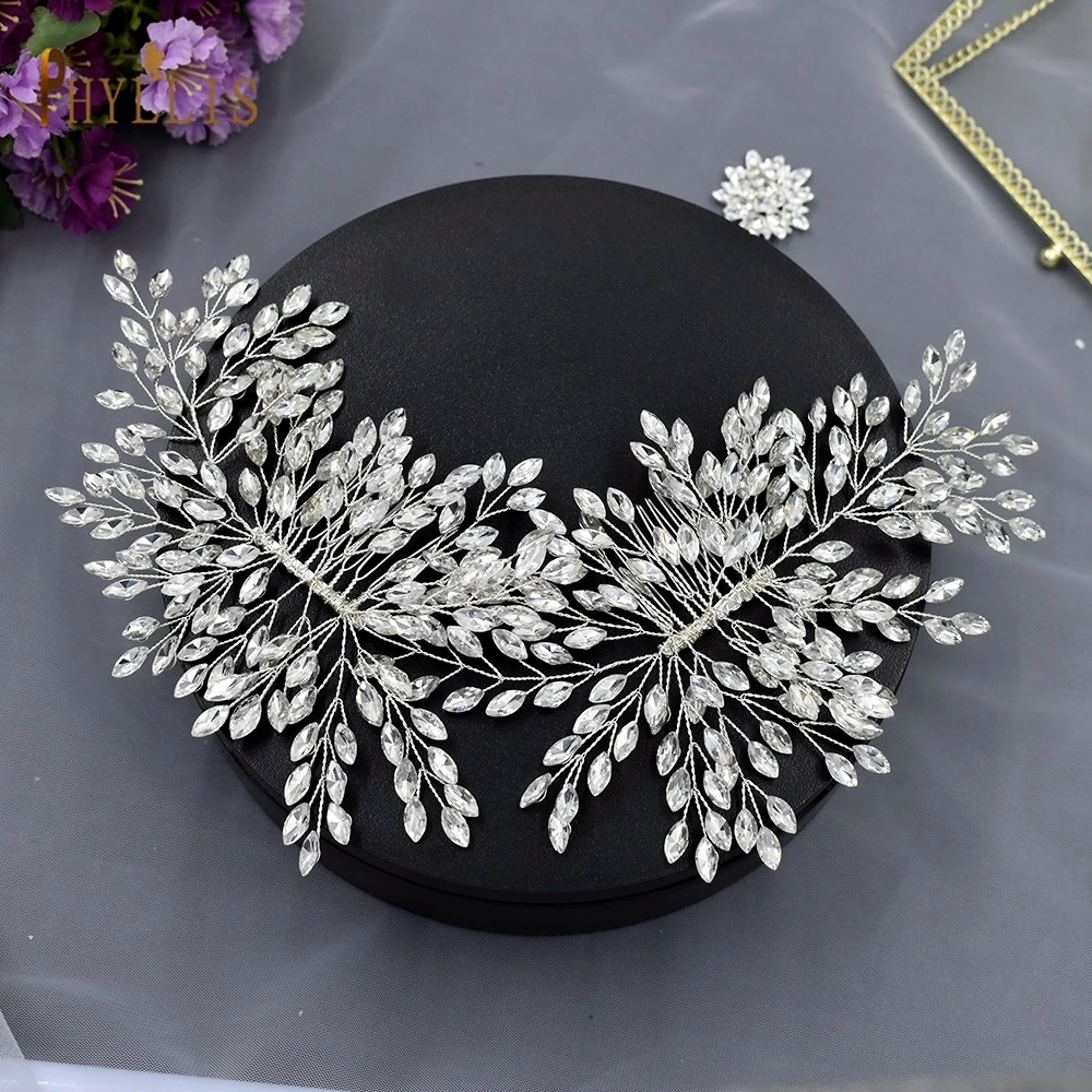 A246 Rhinestone Headpiece Wedding Hair Comb Luxury Diamond Tiara Flexible Bridal Headband Crystal Women Hair Clip Hair Jewelry