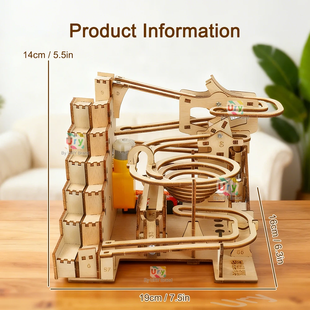 3D Wooden Marble Run Puzzle – Electric Staircase Track 2