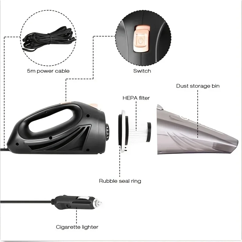 Car Vacuum Cleaner 1 Powerful Cleaning Machine Car Accessories Home Auto Robot Wireless Cleaner Appliance Strong Suction