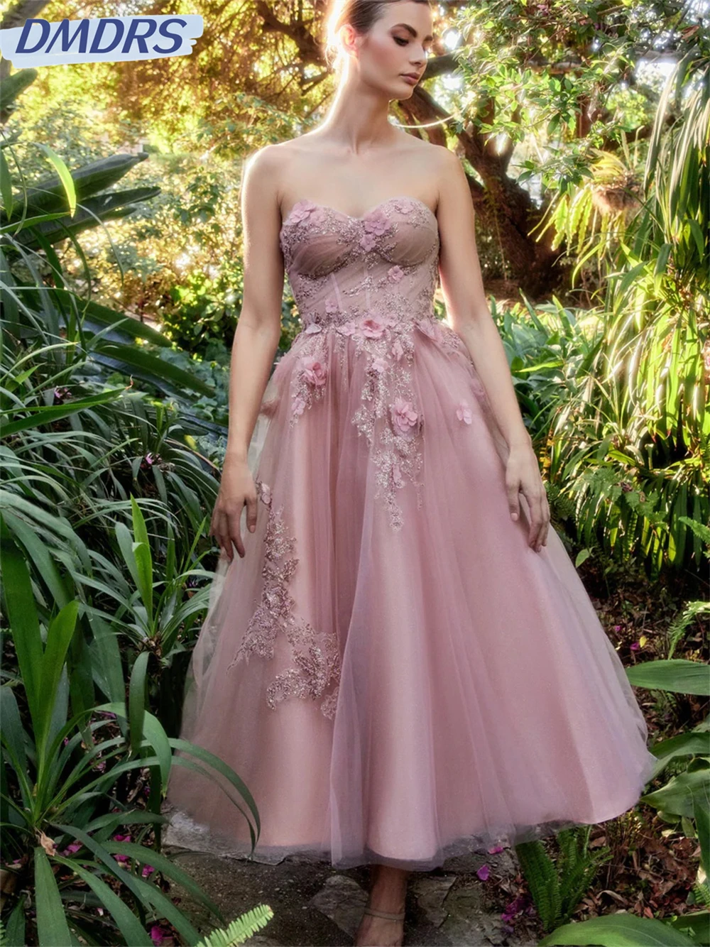 

Sexy Strapless Gowns 2024 Elegant Embroidered Evening Dress Charming Sleeveless A-Line Floor-Length Gown Vestidos De Novia