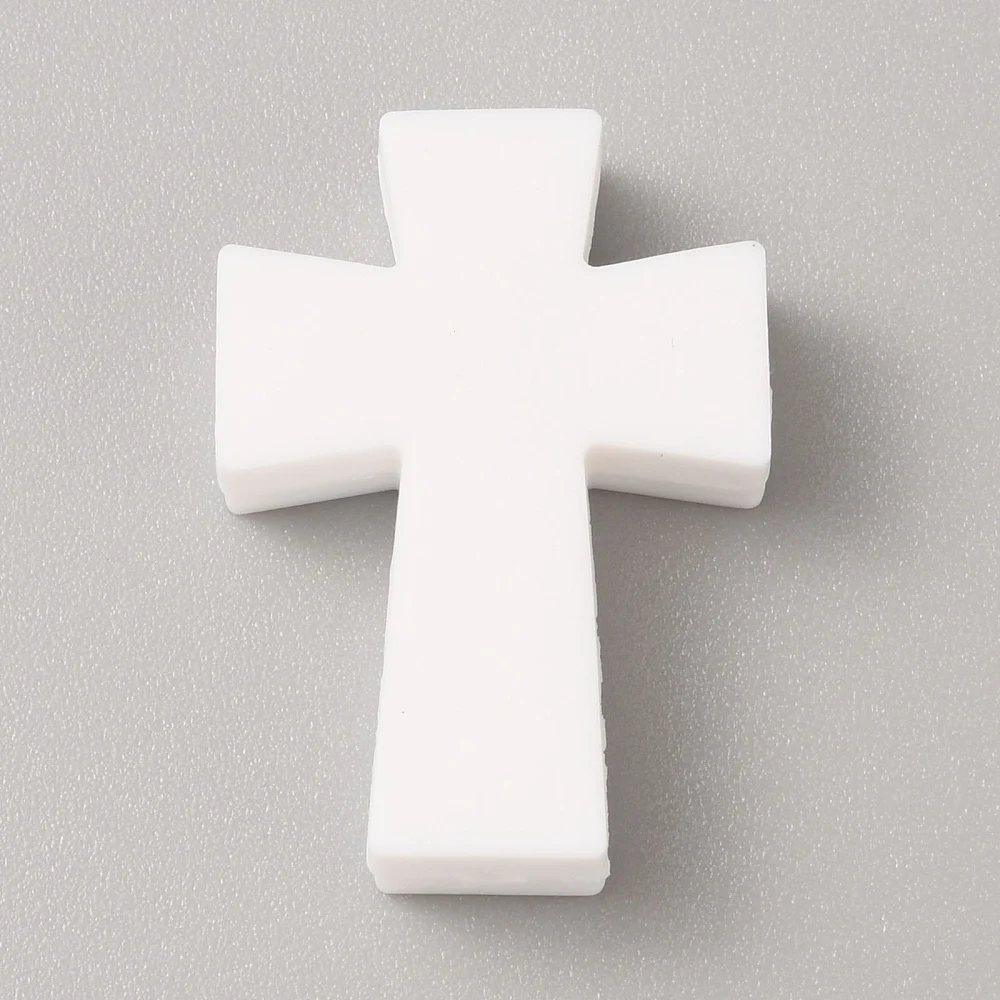 Pandahall 50 Stück 1 Farben Osterkreuz Silikonperlen Religion Kruzifix Heilige Fokalperlen für Schmuckherstellungszubehör – Detail 16