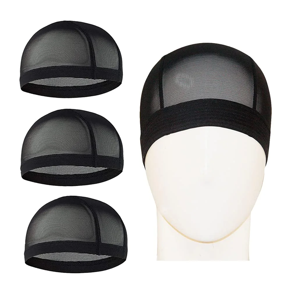 6pcs/Lot Elastic Glueless Wig Caps for Wig Making Stretchable Mesh Dome Caps for Women Breathable Hairnets Black S/M/L