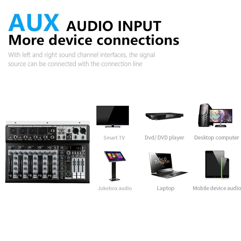 

Audio Mixer with Effects for Professional Beginners 4 Channle Stereo Input Live Streaming 8 Channel Mixer Stereo Mixer