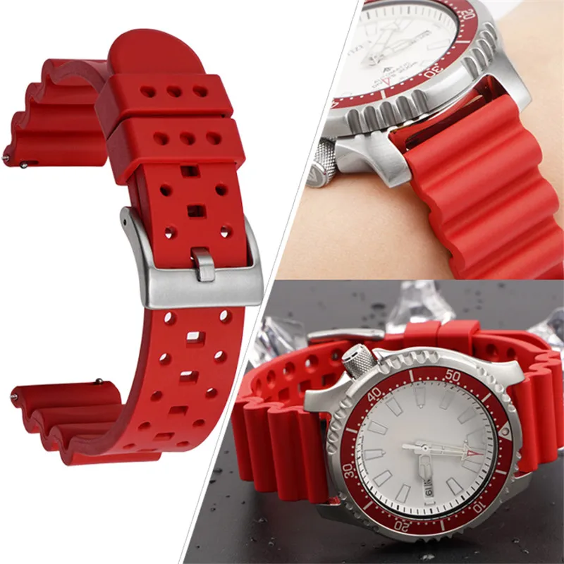 Premium Fluoro Rubber Waterproof Quick Release Watch Strap Bracelet