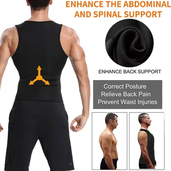 Men Body Shaper Zip Sauna Tank Top Workout Shirt Sauna Suit Plus Size Waist Trainer Vest for Weight Loss Neoprene Fitness Corset 1