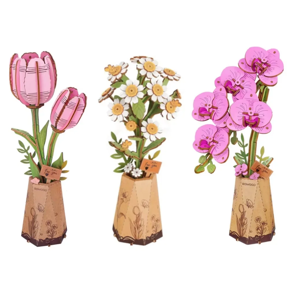 Exquisite 3D Wooden Puzzle Bouquet - Eternal Flowers Romantic Gift