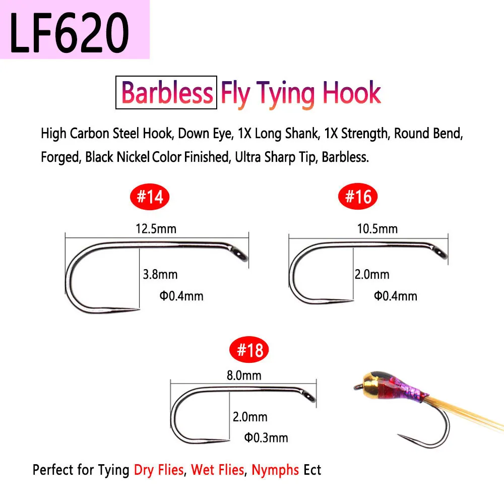 Bimoo 100 Stück 1 # ~22 # Fliegenbindehaken mit Widerhaken und Widerhaken aus Kohlenstoffstahl, trocken, nass, Nymphen, Puppen, Caddis, Streamer, Fliegen, Angelhaken – Detail 8