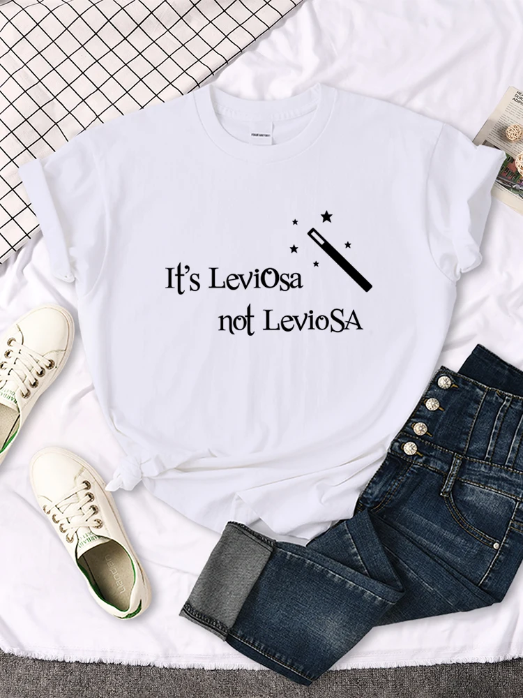 

Fashion Oversize Female New Summer Hip Hop Lady Clothing Short Sleeve Camisetas It's Leviosa Not Leviosa Woman T-shirts