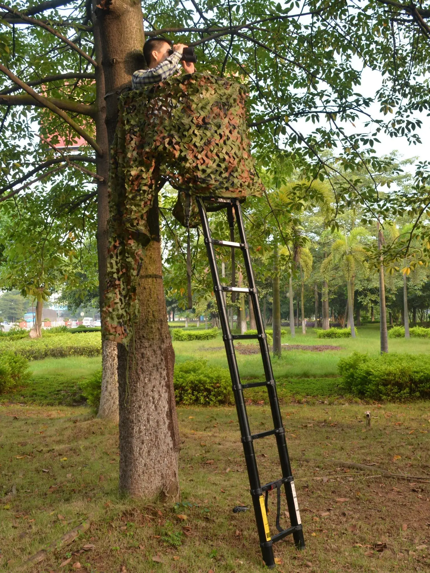 Hunting Telescopic Tree Stand Portable Chair Hunting Ladder Folding  Aluminum Tree Stands Outdoor Deer Highseat Tree Seat Chair - AliExpress, image size:1500x2000