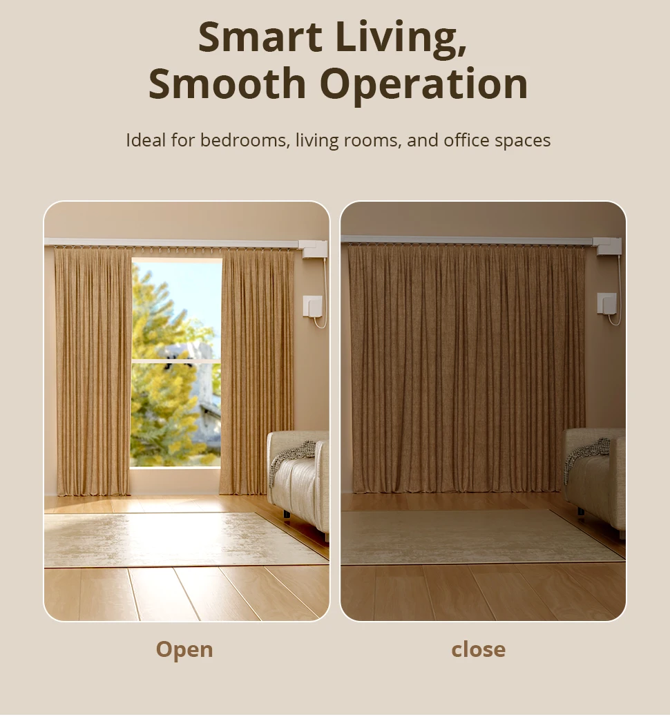 Matter Over WiFi Mini Electric Curtain Motor for Trietex Track Support Home Assi