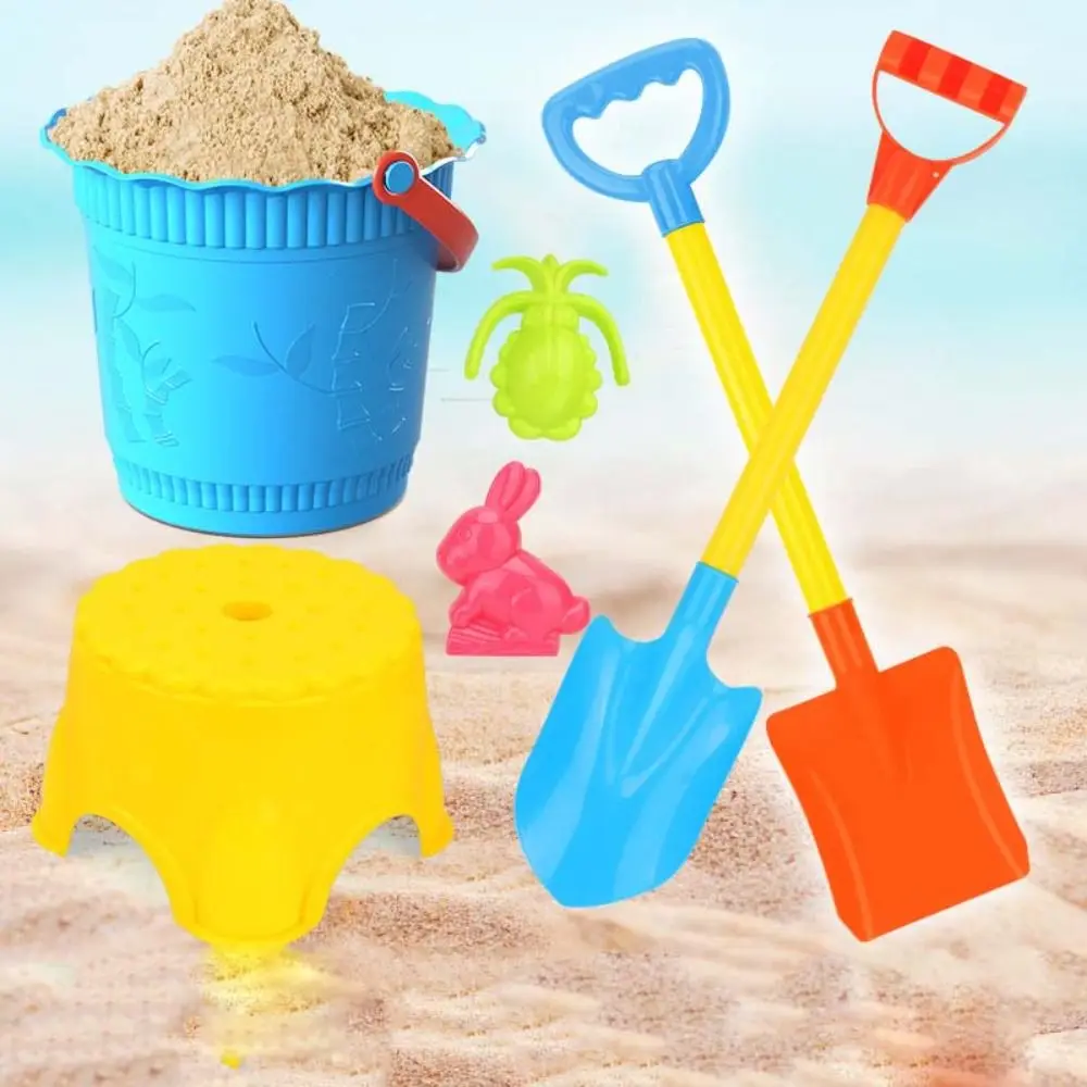 

6pcs/Set With Bucket Beach Sand Play Toys Interactive Cartoon Beach Shovel Bucket Set ABS 6pcs/Set Beach Play Toys