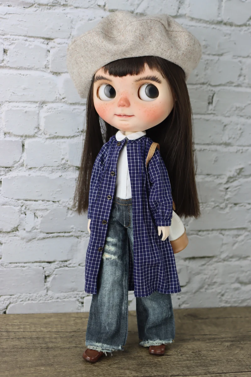 Puppenkleid für Blythe, blau, rosa, gelb, Jeans, karierter Rock für Ob24, Ob22, Azon-Puppenkleid, Kleidung im pastoralen Stil – Detail 13