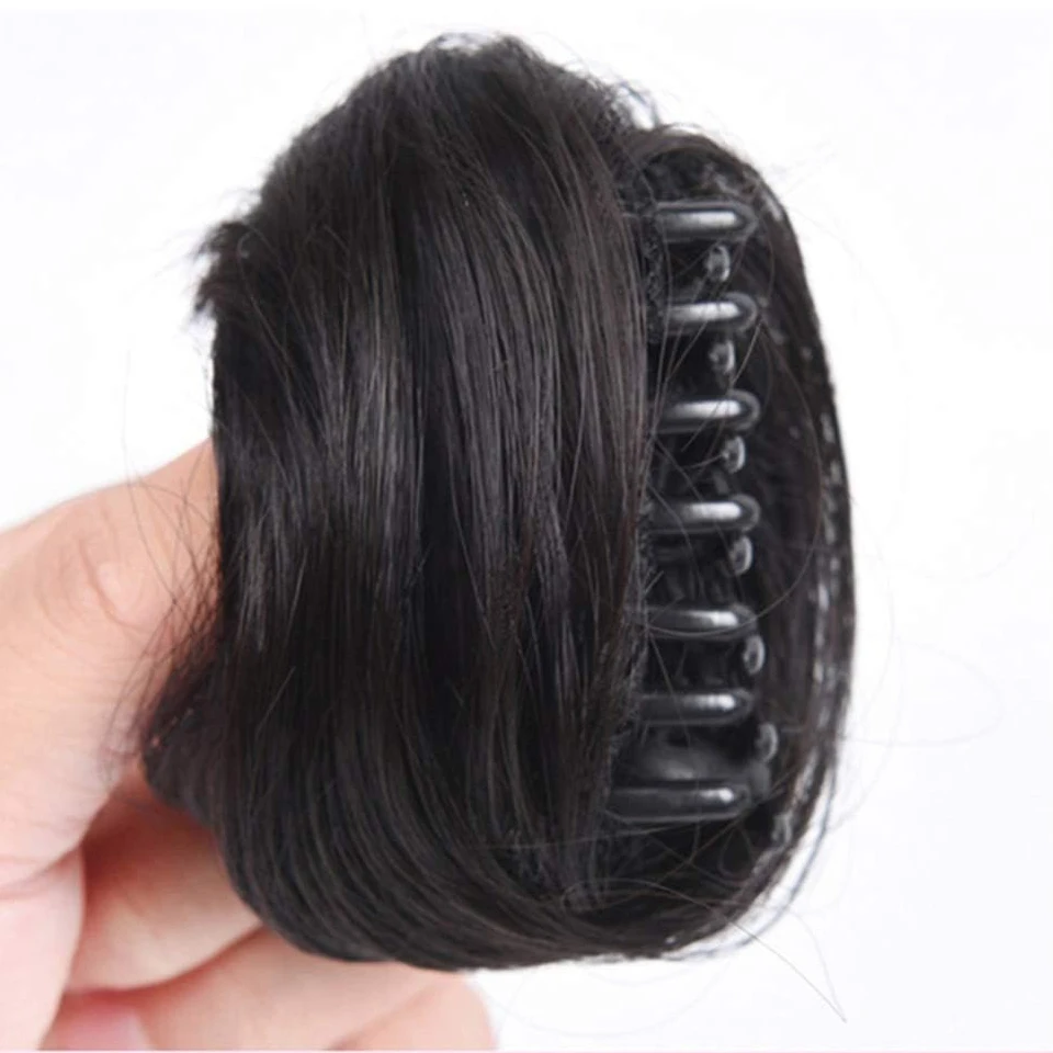 Mini klamra w Messy kocie uszy włosy syntetyczne krótkie pazur na Chignon do przedłużania włosów pączek Updo klamra w Hairpiece dla kobiet