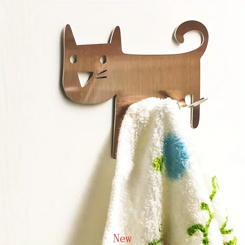 

Нержавеющий и водонепроницаемый крючок для кошачьего ключа, нагрузка 3 кг/6,6 фунтов, идеально подходит для ванной комнаты и двери, Декоративная вешалка для полотенец, металлическая настенная вешалка
