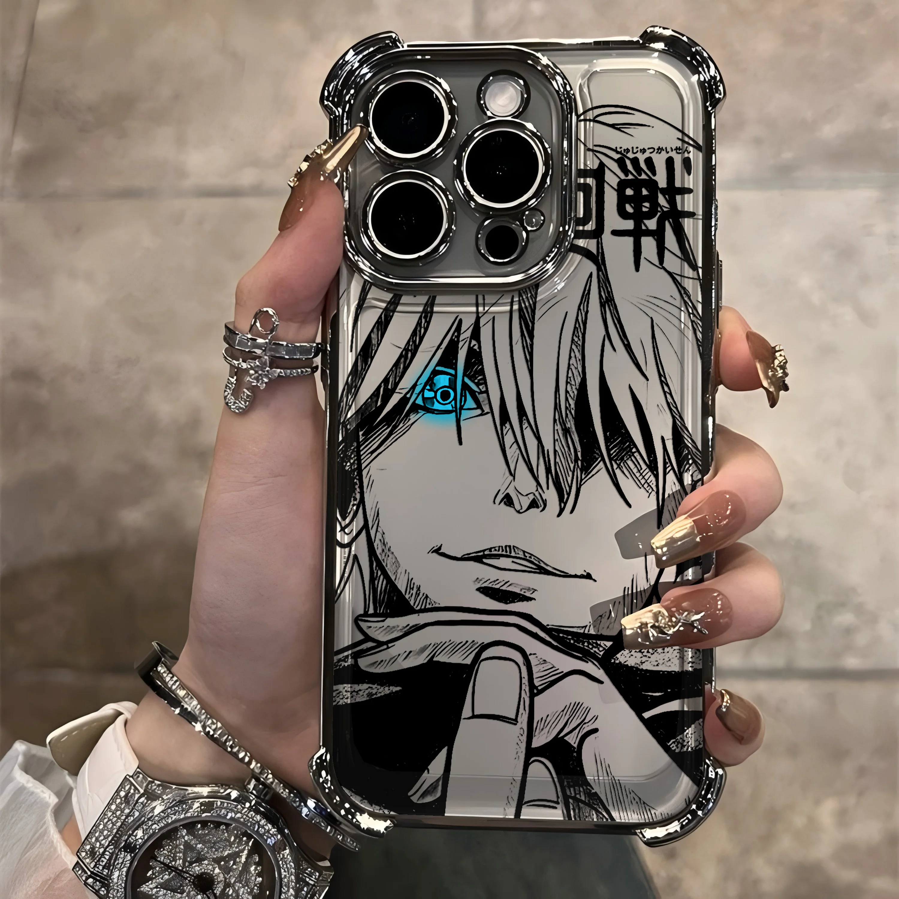 Anime Jujutsu Kaisen Handyhülle für iPhone 17 Air 16e 15 14 13 12 11 Plus Mini Pro Max X XR XS SE stoßfeste Gojo-Beschichtung – Detail 9