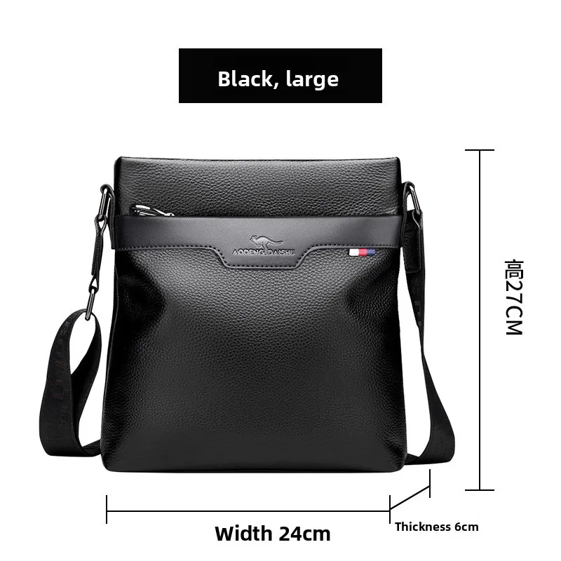 Top Quality First Layer Cowhide Men's Casual Leather Sling Bag for Business Use
