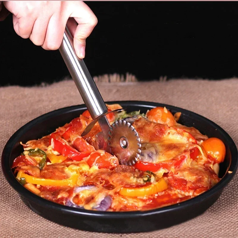 Kitchen Stainless Steel Pizza Knife Roller Single Wheel Two Baking Utensils Cake Shovel Accessories pizza cutter roller cutter cake cutter pizza knife pizza roller