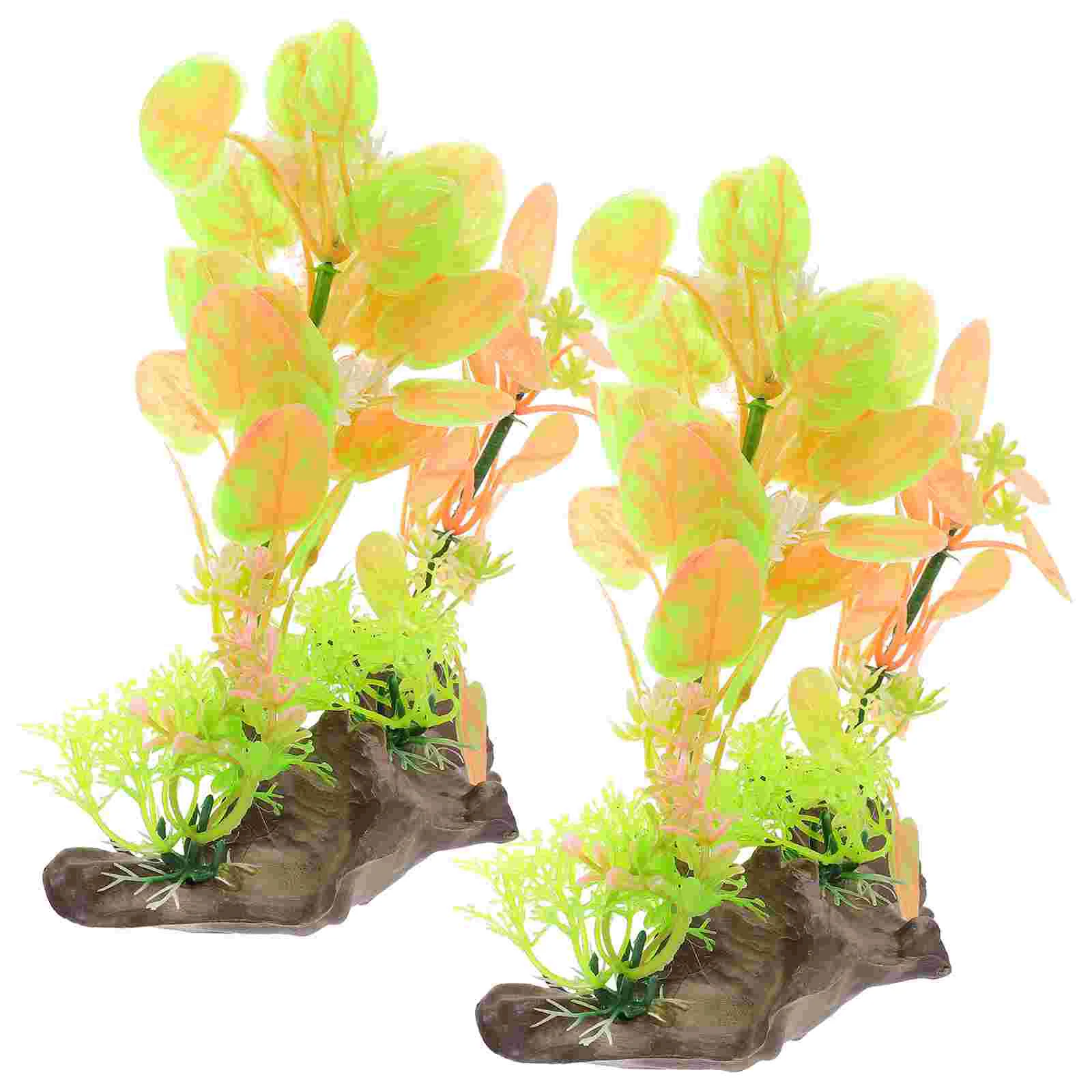 

2 Pcs Aquarium Decoration Fish Accessories Fake Plants Tank Artificial Decorations Fishtank Plastic