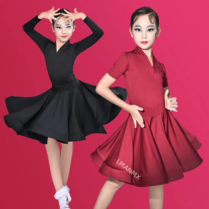 Girls Professional Latin Dancing Dress Kids Ballroom Salsa Dance Wear Clothing Children's Competitions Latin Stage Wear Clothes dance dress