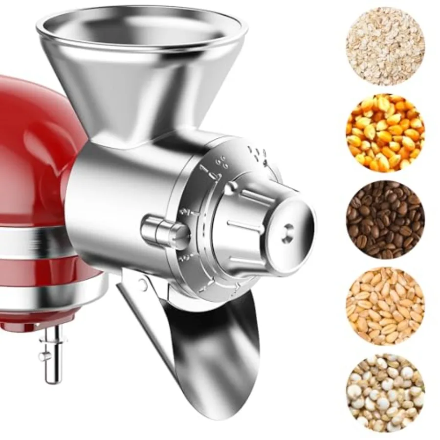 Grain Mill Attachment for Kitchenaid Stand Mixer 9 Levels Flour Mill Grain Mill for Flour Fit for Non-Oily Dry Grain Corn Coffe