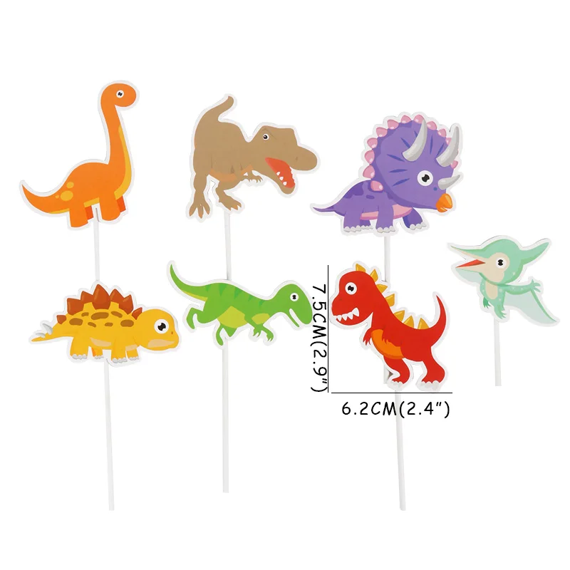 Cake Toppers 21pcs/set Cartoon Dinosaur Cupcake Toppers Dinosaur Theme Boy 1st Birthday Party Decoration Dino Theme Party