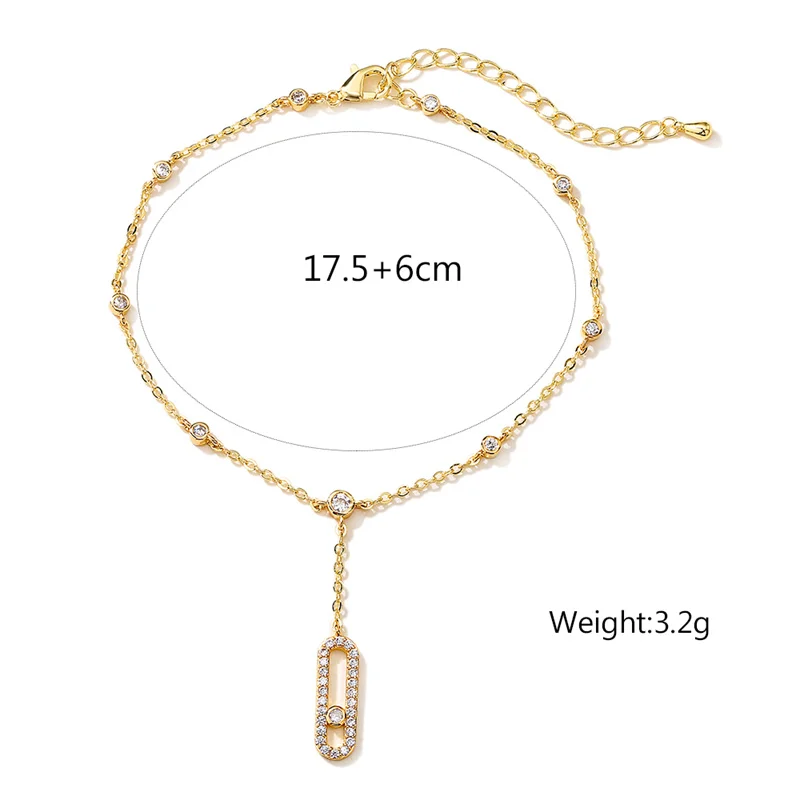Cubic Zirconia Anklet Trendy Beach Accessories Anklets for Women Cubic Zirconia Oval Pendant Jewelry