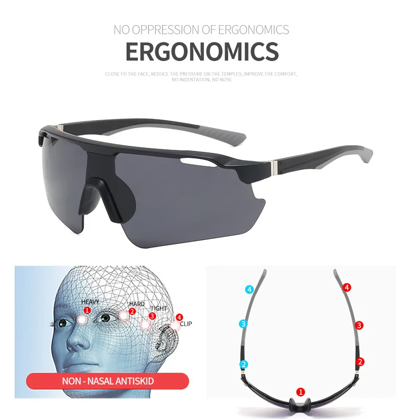 Fahrradbrille für Männer und Frauen, Outdoor-Sport, bunte Sonnenbrille, neue modische winddichte Sonnenbrille 8829 – Detail 4