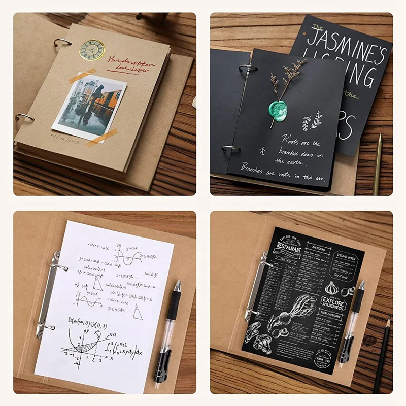 2Pcs A5 Kraft Paper Binder Tray A5 Kraft Paper Folders With 2 Rings To Add Loose Sheets