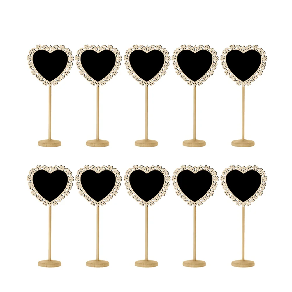 

10pcs Mini Decorative Boarder Chalkboard Signs Black Board Message Board with Stand for Wedding Party Decoration (Heart Shape)