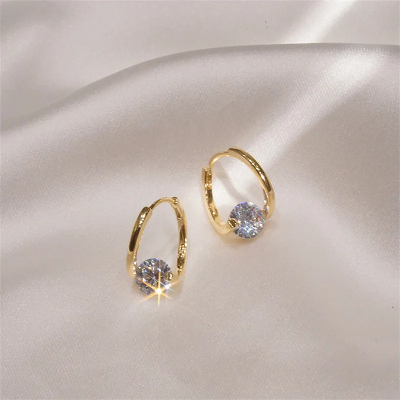 Lnngy Huggies Earrings Sterling Silver 925 Fashion Korean Bling 6.5mm 1.0ct Moissanite Hoop Earring For Women Bridal Jewelry 2